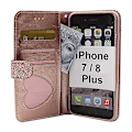 Miniatyrbild 9 av 9: Standcase Glitter Wallet iPhone 7 Plus / 8 Plus Ljusrosa Ljusrosa