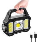Solar Powered Handheld Flashlight 1000 Lumens Solar or USB Rechargeable Waterproof and Portable.