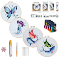 Miniatyrbild 1 av 5: 4 set broderikit för nybörjare vuxna, broderikit för nybörjare vuxna, blommigt broderikit, broderikit för nybörjare