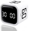 Digital Cube Pomodoro Timer - Rechargeable Focus Timer with Vibration Alarm for Office and ADHD Kids Learning (White)