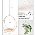 Miniatyrbild 2 av 4: Hängande planter med träbas, Macrame hängande växtkruka, Dekorativ blomkrukahållare, Växt hängande kruka för vägg, fönster, Boho gold