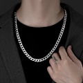 Miniatyrbild 5 av 7: Halsband i titanstål för män, nyckelben, kedja, accessoarer, kubansk länk 8mm Width 60cm 8mm Width 60cm