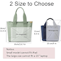 Miniatyrbild 2 av 6: Multi-Pocket Tote Bag med dragkedja, Canvas Handgjord Handväska med fack, Multifunktion Satchels Bag för kvinnor Damer Univisity Skola Arbete Resor Green-small