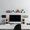 Miniatyrbild 5 av 5: Flytande väggmonterad hylla, liten högtalarhylla för Bluetooth-högtalare, webbkamera, mobiltelefoner, mesh-router, leksakshylla i metall