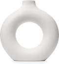 Off White Keramisk Donutvas, Pampasgräsvas, Modern Vas för Heminredning, Stor Pampasgräsvas