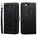 Miniatyrbild 1 av 5: för iPhone 16e Fodral Blockerande Plånboksställ Läder Telefonskal - WELLNGS Black Black