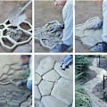 Miniatyrbild 5 av 5: Svart betongform Gjutform Gjutform DIY Plast Gipsform Betongbeläggning Beläggningsform Modell för trottoar Springbräda Trädgård Gräsplan Spår