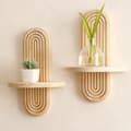 Boho Rainbow Arch Floating Shelves - 2-Pack Handmade Solid Wood Wall Storage for Nursery Living Room Bedroom