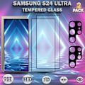 Miniatyrbild 1 av 5: 2-Pack SAMSUNG S24 ULTRA Skärmskydd & 2-Pack linsskydd - Härdat Glas 9H - Super kvalitet 3D