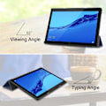 Miniatyrbild 6 av 6: Huawei MediaPad T5 stående skyddsfodral av syntetläder – Mörkblå Blå