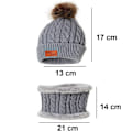 Miniatyrbild 5 av 5: Barn Vinter Pom Beanie Hat Scarf Set för Små Flickor Varmt Stickat Fleece Foder Slouchy Skull Cap beige
