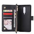 Miniatyrbild 2 av 7: OnePlus 8 Multifunktionellt Plånboksfodral Zipper 8-Fack Svart