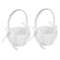 2-pack Bröllop Satin Blomsterkorg, Romantisk Rosett Fest Blomsterflickkorg