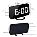 Miniatyrbild 4 av 5: Digital väckarklocka, väckarklockor för sovrum, stor display spegelyta väckarklocka med USB-laddare 12/24H, automatisk dimmerläge, för kontor sovrum