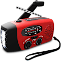 Miniatyrbild 1 av 5: Solcellsradio, AM/FM/NOAA vevradio med 2000 mAh batteri USB uppladdningsbar dynamo radio vattentät, handvev kraftgenerering utomhusradio