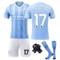 Miniatyrbild 3 av 5: 2324 Manchester City hemma nr 9 Haaland nr 17 De Bruyne fotbollskläder barn och vuxna kostym XS XS