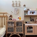 Miniatyrbild 4 av 5: Rattan Väggkrok Barnkläder Förvaringsställ Kläder Hängare Rattan Hängare Barnrum Dekorativ Hängare