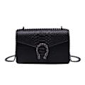 Miniatyrbild 1 av 6: Axelremsväska Dam Läder Handväska Liten Axelremsväska Kedja Crossbody Väska Mode Ormtryckt Kvällsväska med Justerbar Rem