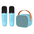 Mini Karaoke Machine for Kids and Adults, Portable Bluetooth Karaoke Speaker with 2 Wireless Microphones Blue