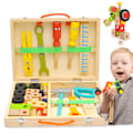 Miniatyrbild 1 av 5: Verktygssats för barn, träverktygssats för småbarn inklusive verktygslåda, Montessori Stem Learning Educational Construction Toys för 3 4 5 6 år gamla pojkar