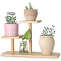 Miniatyrbild 1 av 5: Inomhus bambu växtstativ, Mini 3 Tier bordsskiva i trä suckulent växtstativ, skrivbordsarrangör displayställ för utomhuskontor trädgård
