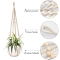Miniatyrbild 5 av 9: Set med 2 Macrame Hängande Korg Bomullsrep Hängande Korg Blomkruka Växthållare Hängare för Inomhus Utomhus Tak