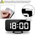 Miniatyrbild 3 av 5: Digital väckarklocka, väckarklockor för sovrum, stor display spegelyta väckarklocka med USB-laddare 12/24H, automatisk dimmerläge, för kontor sovrum