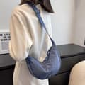 Miniatyrbild 1 av 5: Women's Half Moon Bag - Portable Nylon Bags with Adjustable Strap, Solid Color Chest Bag, Shoulder Bag Blue