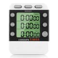 Digital dubbel kökstimer 3-kanals upp/ned-timer trippel matlagningstimer display högt larm