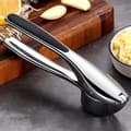 High-Performance Garlic Press with Spikes, Easy to Press and Clean, Stainless Steel and Dishwasher Safe, Also Suitable for Mincing Ginger. Silver