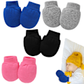 Miniatyrbild 1 av 5: Babyvantar, 4 par bomullsnyfödda vantar vinter babyvantar unisex inga repvantar för pojkar flickor 0-6 månader