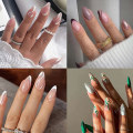 Miniatyrbild 2 av 5: Mandelformade korta nagelspetsar, full cover nagelspetsar, förformade halvmatta spetsar naglar gelé nagelspetsar-360 stycken 12-storlekar, 4 ark nagellim