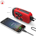 Miniatyrbild 2 av 5: Solcellsradio, AM/FM/NOAA vevradio med 2000 mAh batteri USB uppladdningsbar dynamo radio vattentät, handvev kraftgenerering utomhusradio