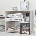 Miniatyrbild 4 av 6: 3-Tier Stackable Desk Organizer, White Plastic Storage Drawers with Multiple Compartments for Office Supplies, Makeup, and Bathroom Organization White