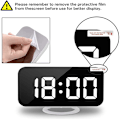Miniatyrbild 3 av 5: Digital väckarklocka, väckarklockor för sovrum, stor display spegelyta väckarklocka med USB-laddare 12/24H, automatisk dimmerläge, för kontor sovrum