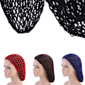 Miniatyrbild 3 av 5: Womens Mesh Hårnät Virkad Cap Enfärgad Snood Sova Nig Red Red