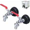 2 IBC-tankadaptere med 1/2\" gjengekran for 1000L tank regnvannsoppsamling kranutløpsventilforbindelse for hageslange