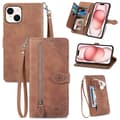 Lämpligt iPhone mobiltelefonfodral - mobiltelefon läderfodral flipfodral präglat kortfack läderfodral Brun iPhone 14 Plus iPhone 14 Plus Brown iPhone 14 Plus