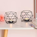 Miniatyrbild 5 av 5: Geometrisk Tealight-hållare, Geometrisk Ljusstake för Bröllop Jul Hembordsdekorationer, Svart
