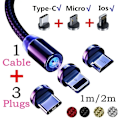Miniatyrbild 3 av 3: Mobil Laddare Magnetiska 3 in 1 USB-C - iPhone - Android (Röd)