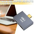 Miniatyrbild 3 av 5: Ny typ-C splitter USB C hane till dubbel USB C hona laddare Conventer Adapter c