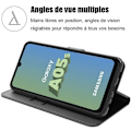 Miniatyrbild 2 av 4: Fodral + 2 härdade glasögon för Samsung Galaxy A05s - Stötsäker i svart PU-läder (ej för A05) Svart