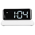 Miniatyrbild 5 av 8: Väckarklocka Trådlös Laddare Vit USB Utmatningsgränssnitt Snabbladdning LED-display Justerbar Volym Elektronisk Utrustning