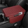 Upgraded Car Armrest Cushion, Universal Car Armrest Pad with Two Pockets, Comfortable Car Interior Accessory (Red)