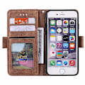 Miniatyrbild 2 av 5: för iPhone 16e Fodral Blockerande Plånboksställ Läder Telefonskal - WELLNGS Brown Brown
