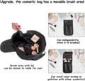 Miniatyrbillede 3 af 6: Makeup-taske med snoretræk til kvinder – Rejse-makeup-organizer med børsterum – Sort