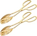 2-pack Guldbuffétänger för matlagning i köket, salladstänger i rostfritt stål för servering vid bröllopsfester och catering (guld)