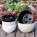 Miniatyrbild 4 av 9: Blomkruka Hemma Trädgård Balkong Hängande växtkruka Krok Korg Hängande kruka Blomväxtkrukor Gray Small Gray Small