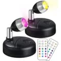 2-pack Mini RGB Battery Operated Spotlights for Indoor Use with Remote Control