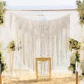 Macrame väggbonad, vävd gobeläng, modern chic vävd konst, handgjord heminredning, pärlväggdekor för bröllop, sovrum, vardagsrum (93x96)